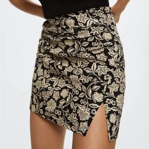 Linen printed black and white miniskirt
